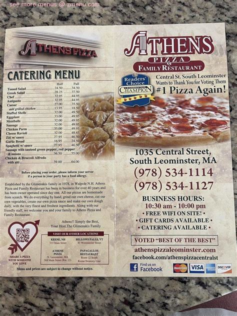 Pizza Take Out Restaurants Caterers. . Athens pizza leominster